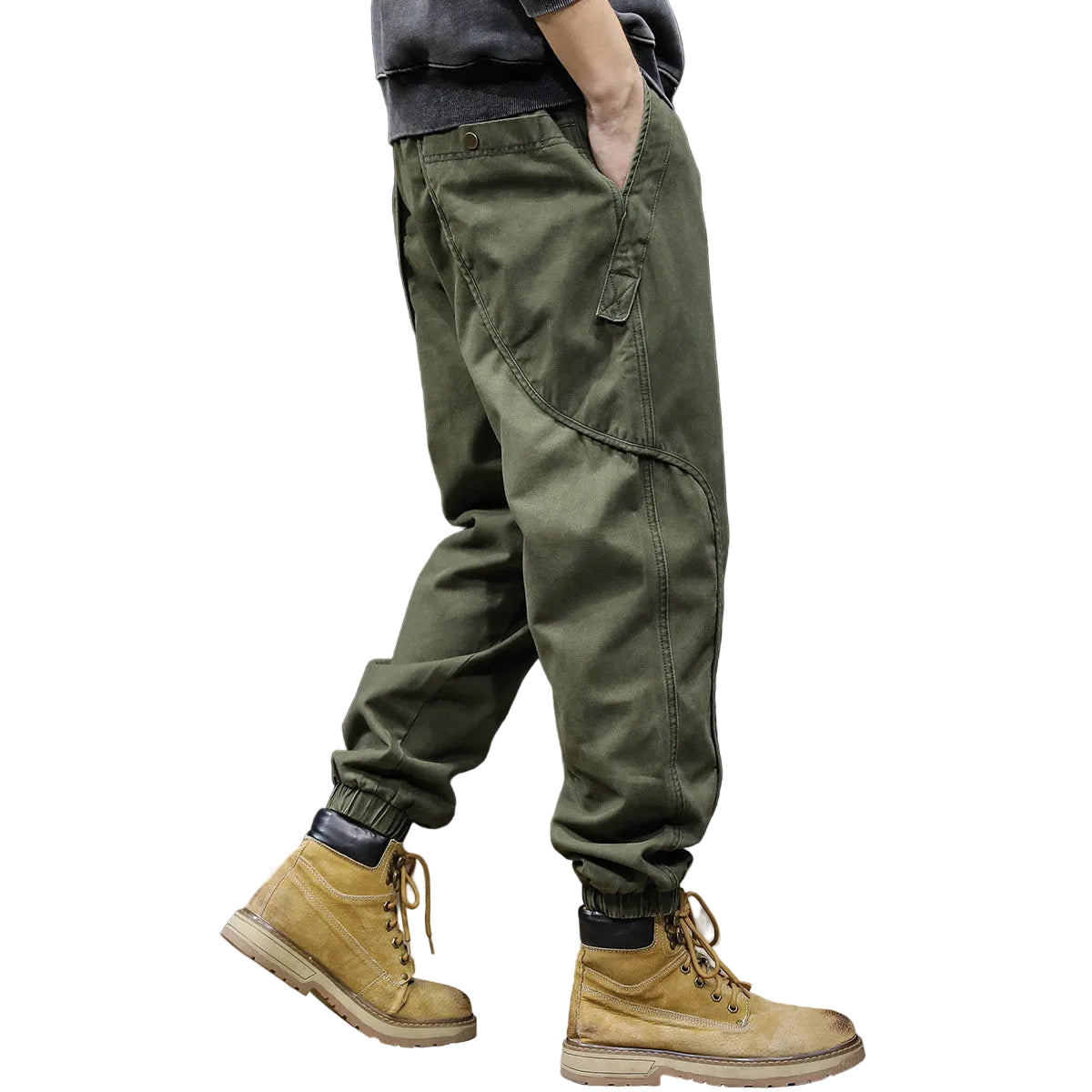 Black cargo pants men's casual trousers