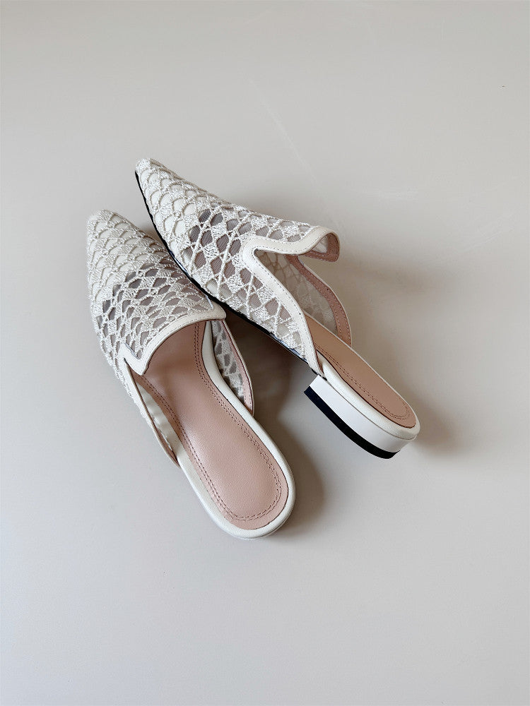 White mules heels