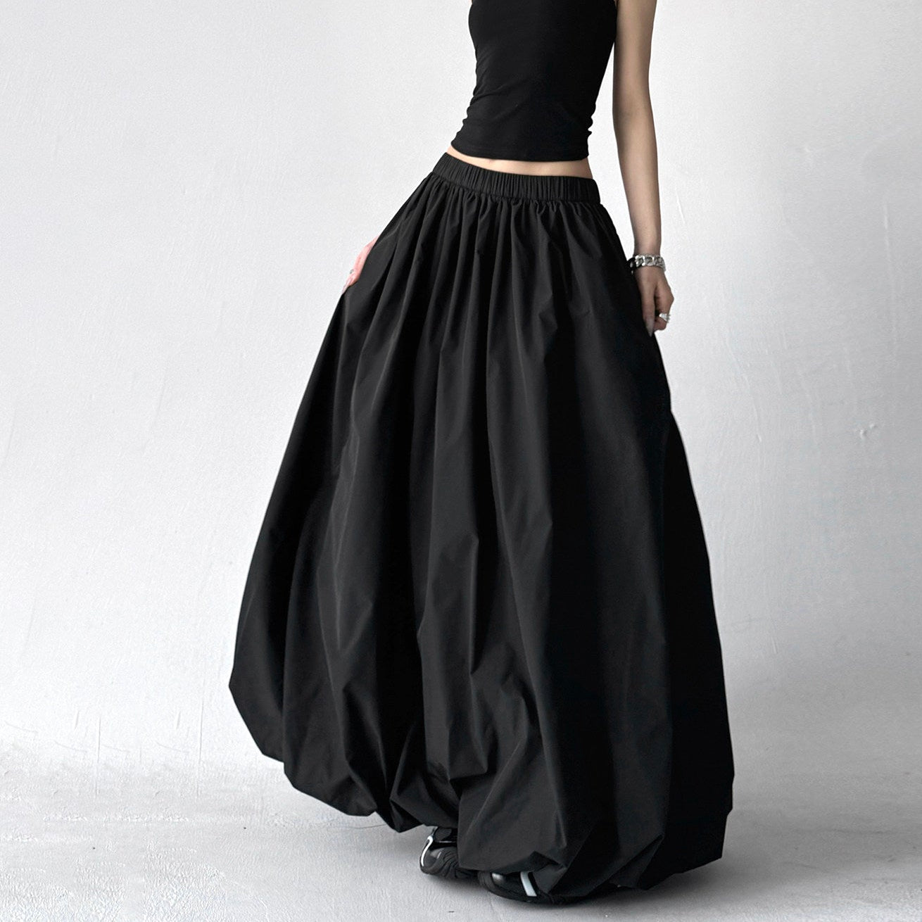 White bud skirt high-waisted slimming puffy bobble skirt