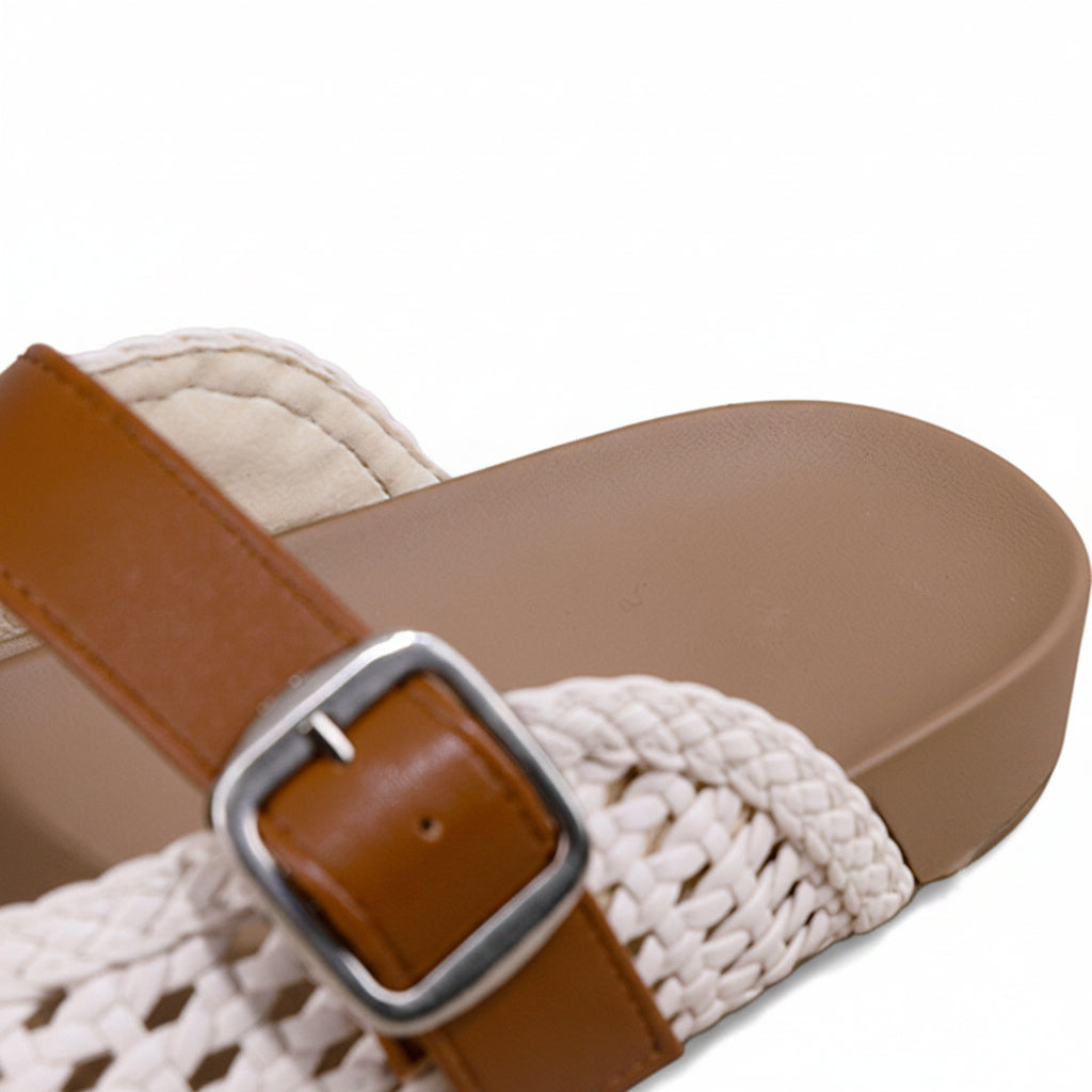 Sandals women's summer woven black flat half-slippers