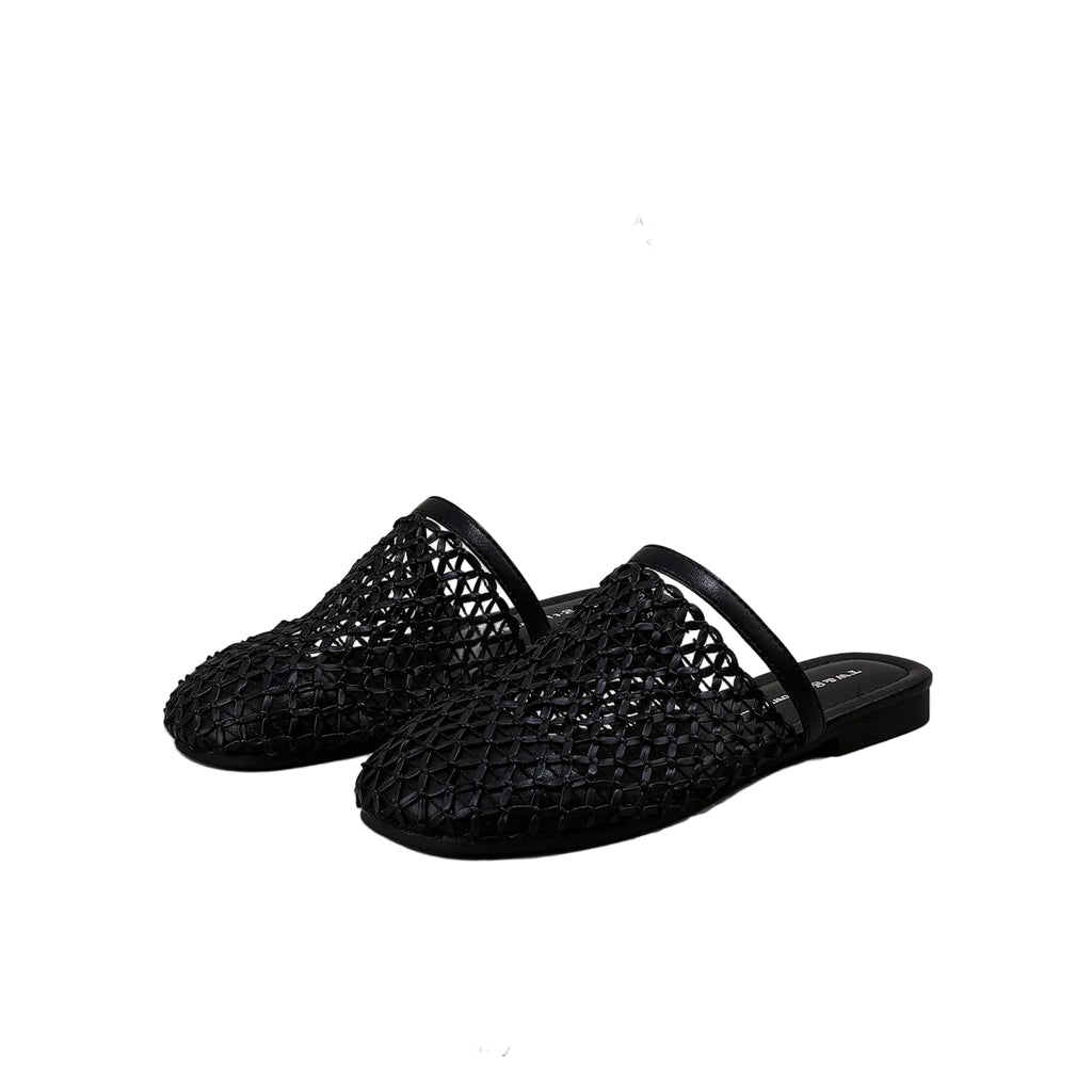 Semi-slippers summer woven breathable flat casual women's shoes