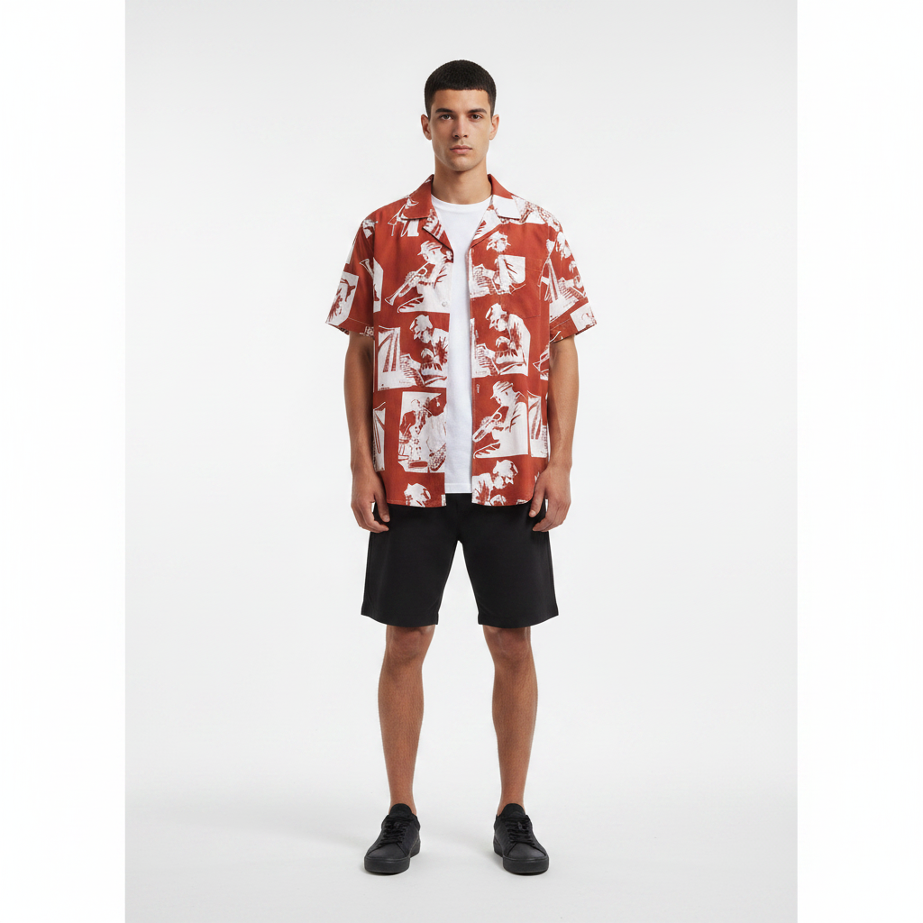 Full printed short-sleeved shirt summer shirt