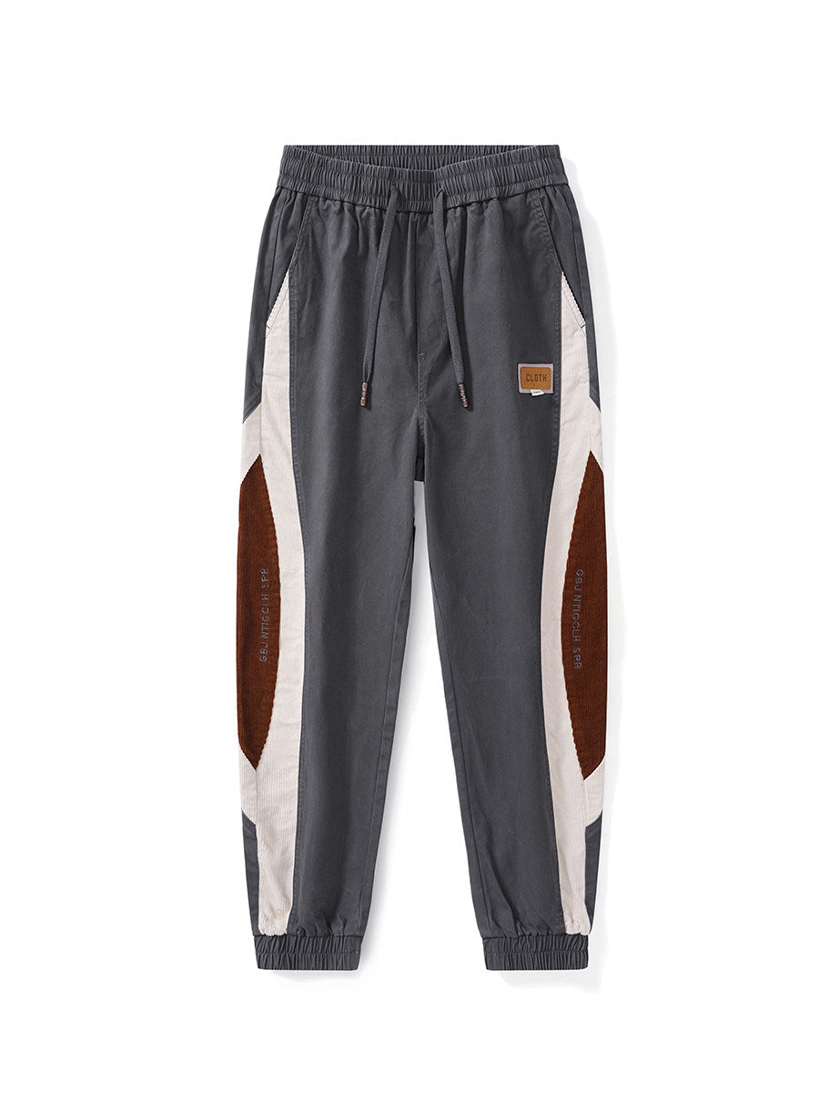 Men contrast splicing stretch ruffian handsome trousers