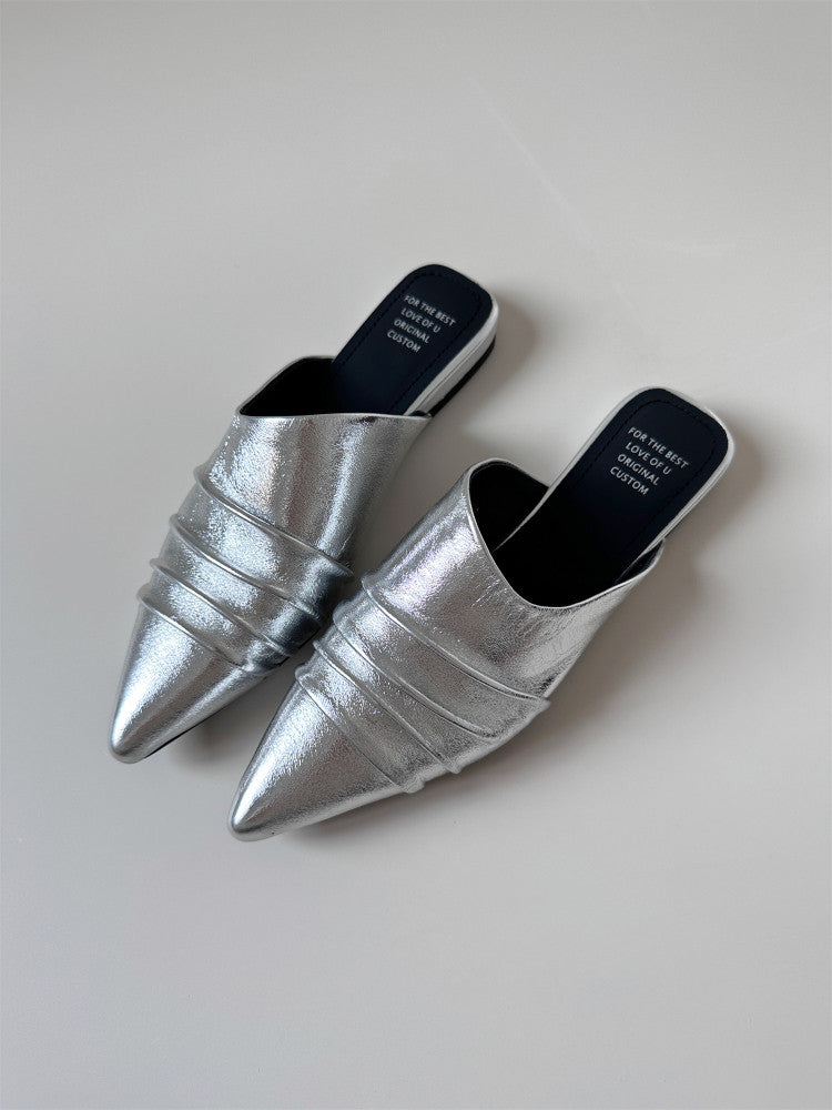 Flat toe wrap half-slipped sandals