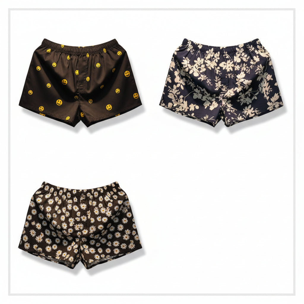 Smiley face men boxers beach summer shorts