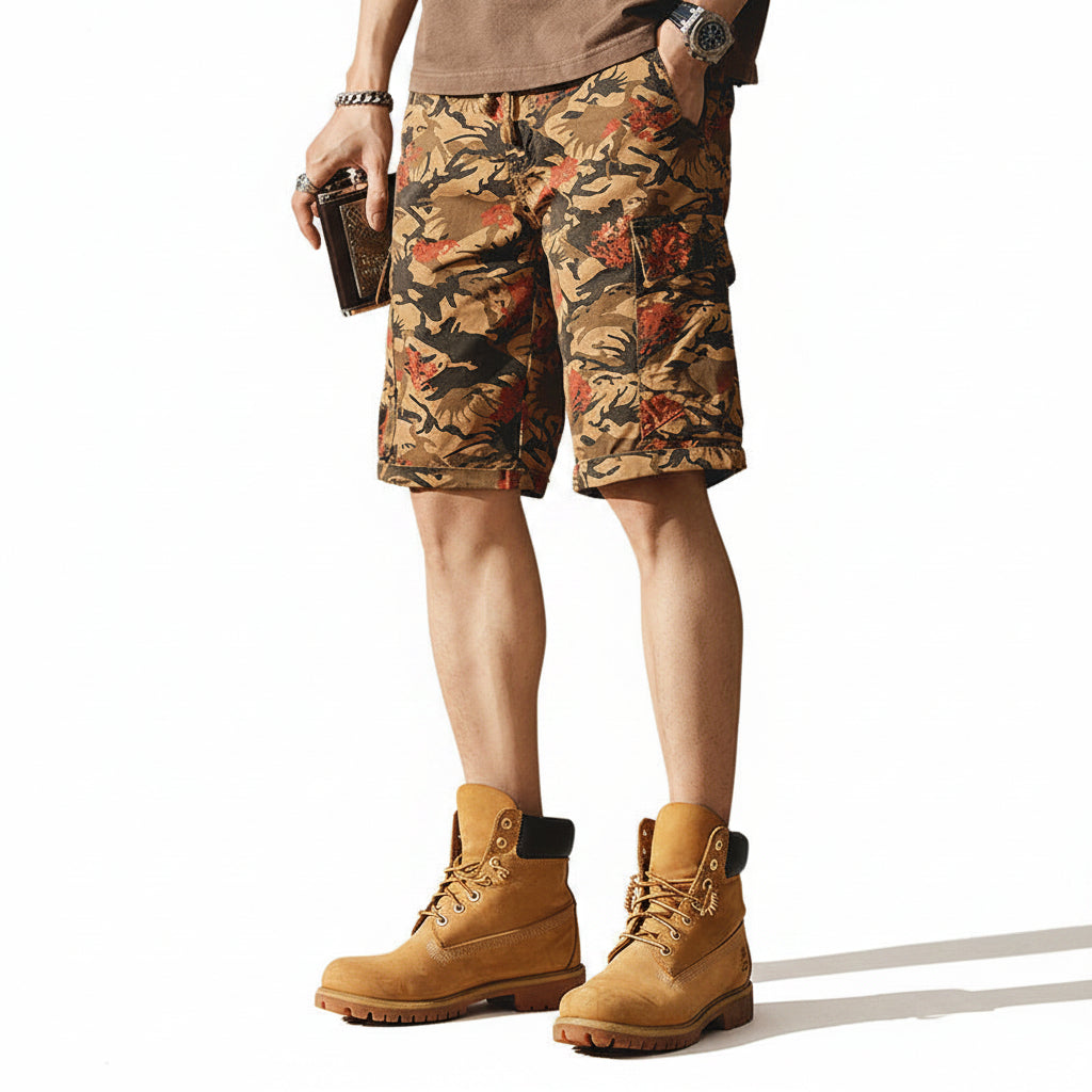 Tide cargo shorts pants men's loose fashion camouflage trousers