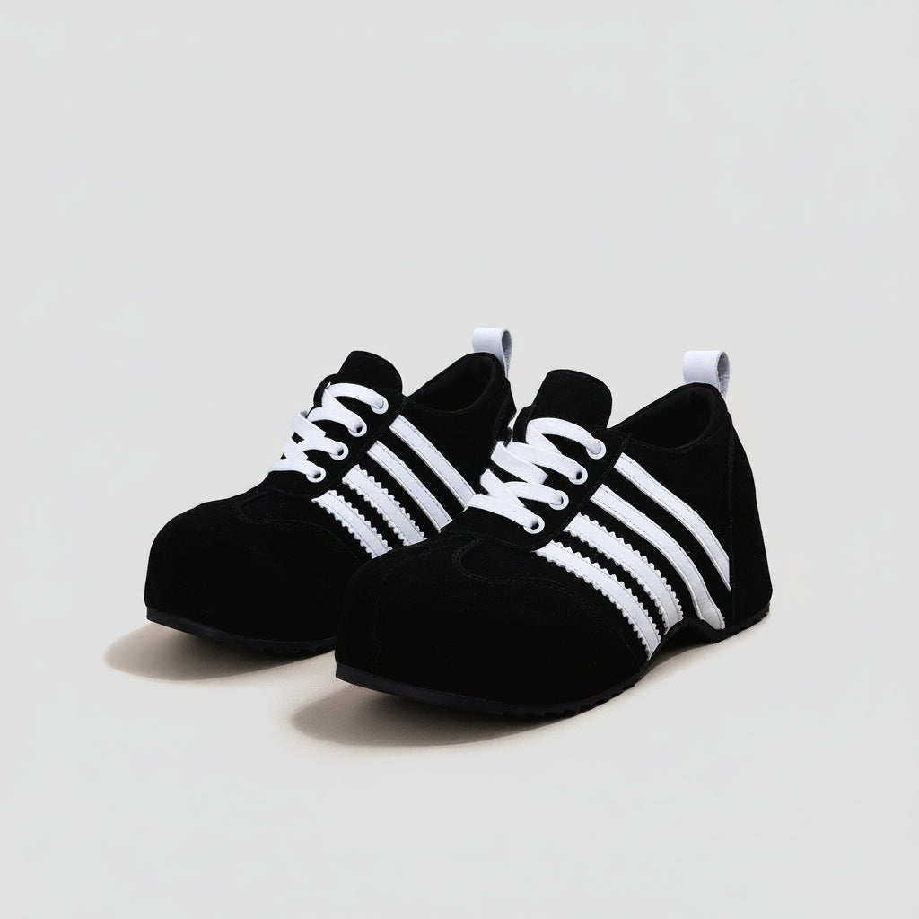 Striped brown lace-up shoes women footwear