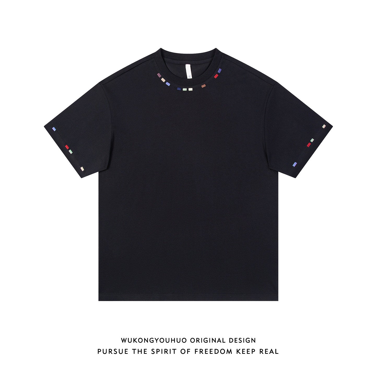 Hip-hop embroidery crew neck short-sleeved T-shirt men's half-sleeved tee