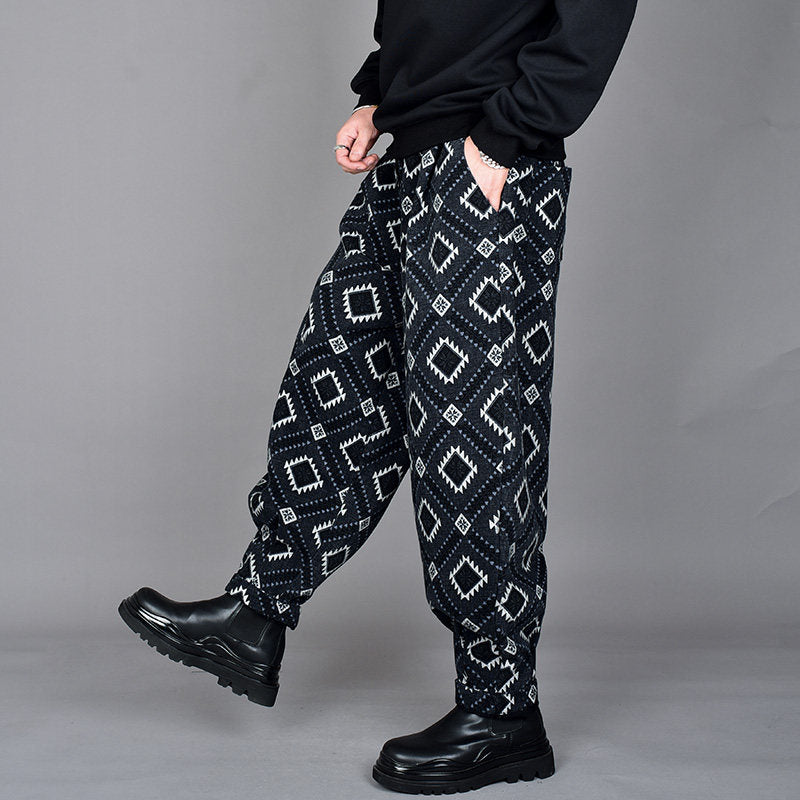 Black print men trousers