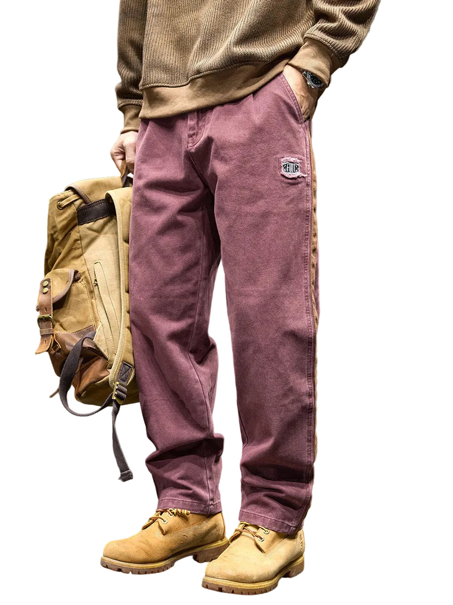 Jujube wide-leg pure cotton micro-tapered trousers