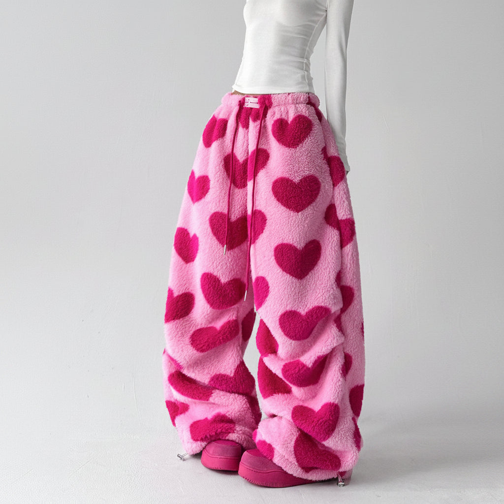 Wool wide-leg pants women loose fit