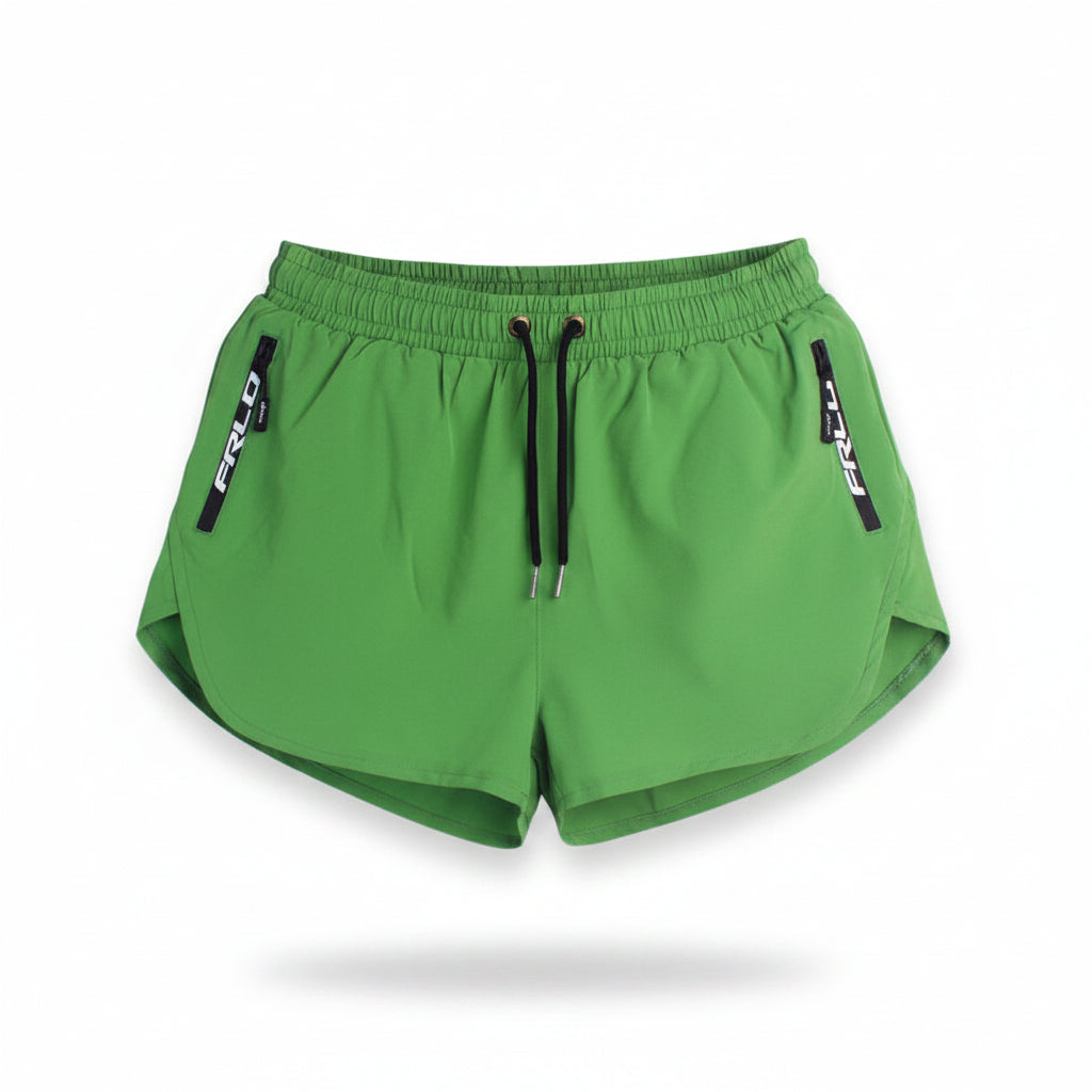 Avocado green beach pants men's with lined double layer stretch shorts