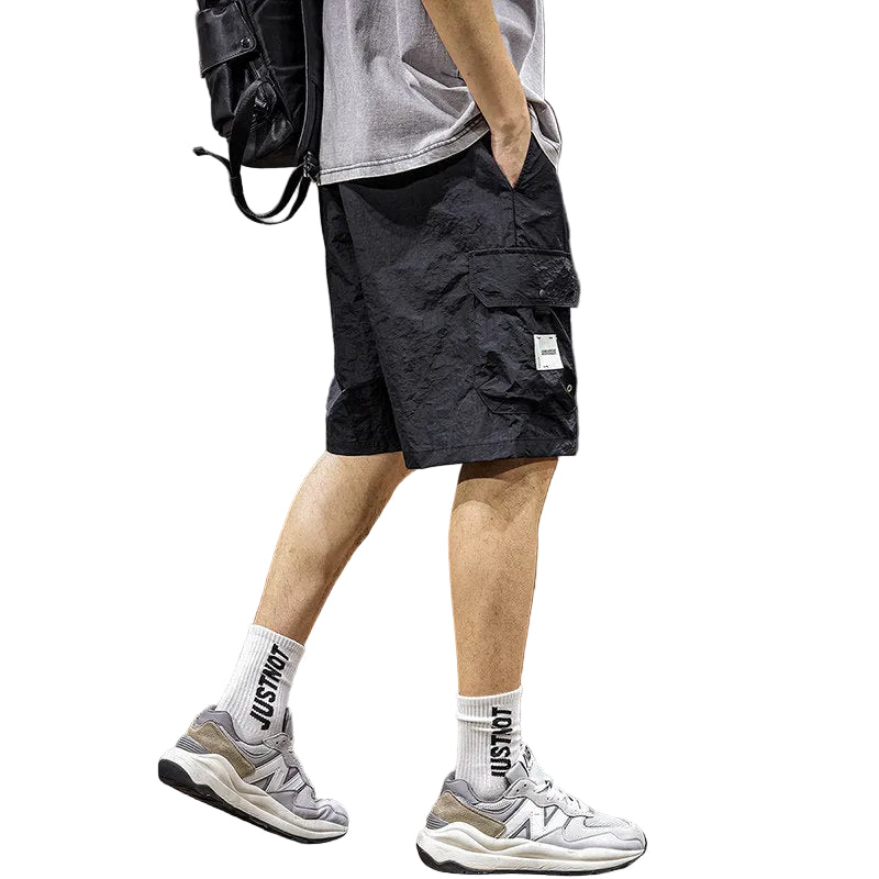 Black cargo shorts men's mid-pants