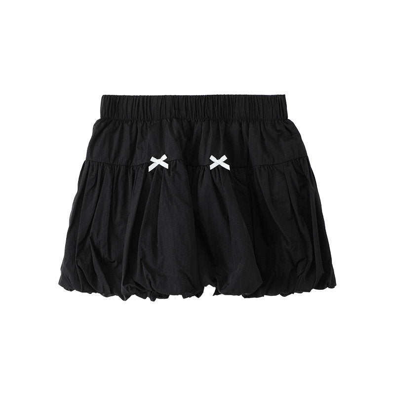 Bow bud short skirt summer elastic waist skirt