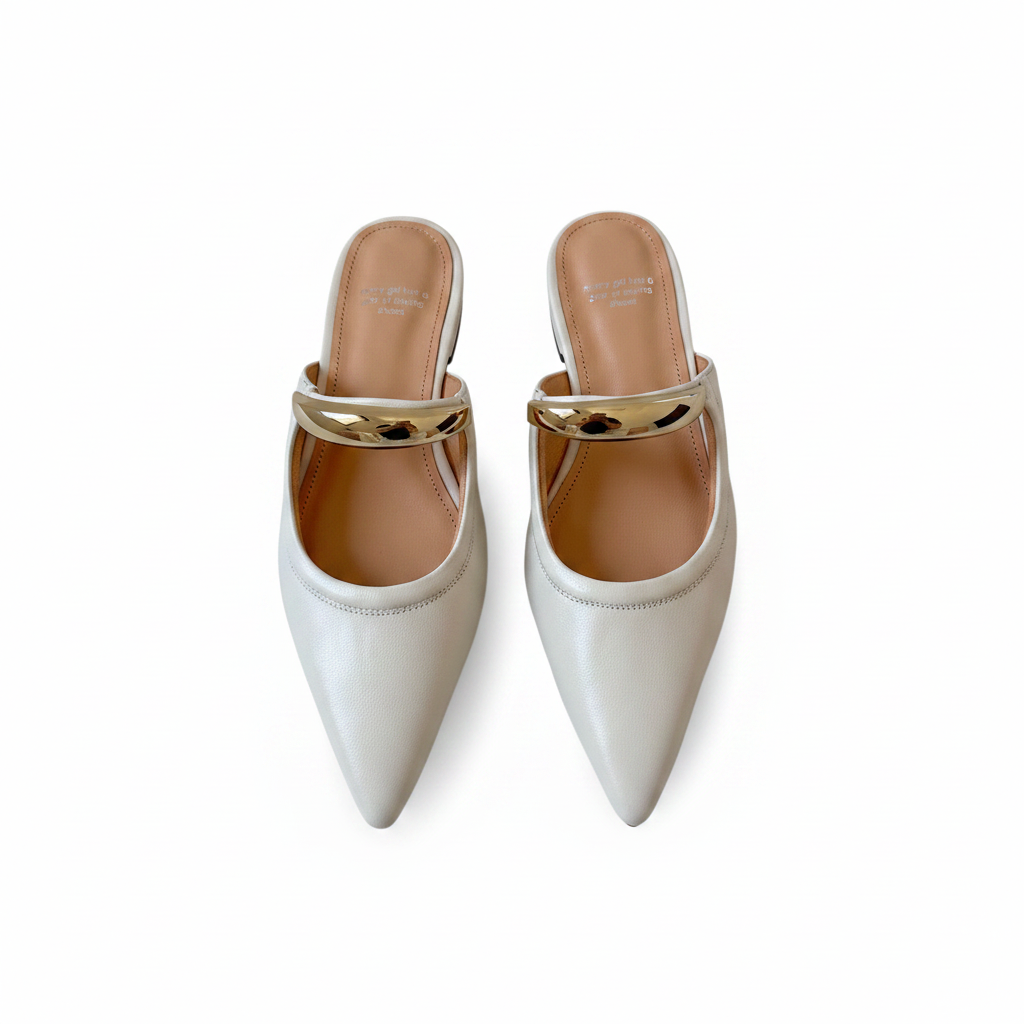 White Half slide sandals women shoes