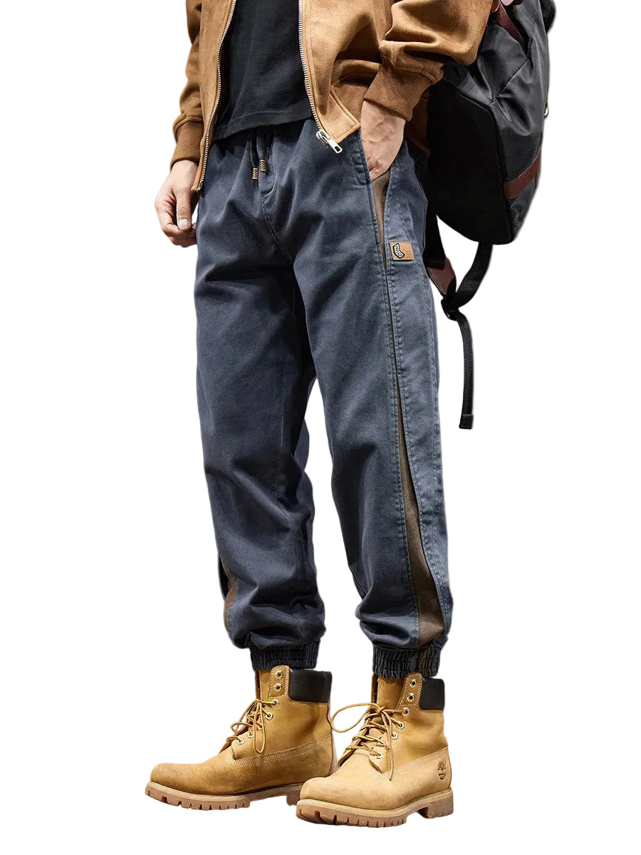 Contrasting spliced men's trendy cargo pants