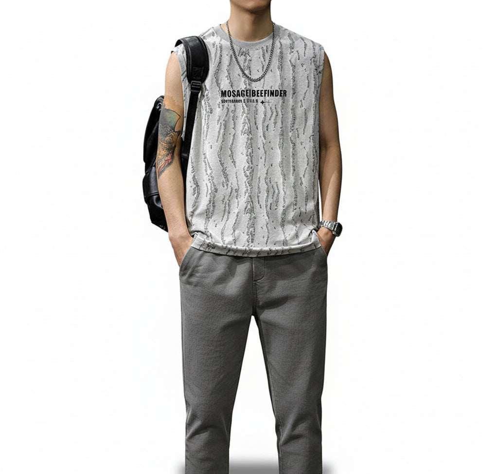 Shoulder men's summer new fashion casual sports fitness sleeveless t-shirt