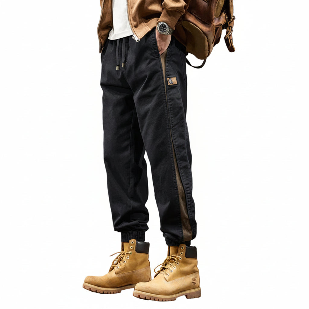 Contrasting spliced men's trendy cargo pants
