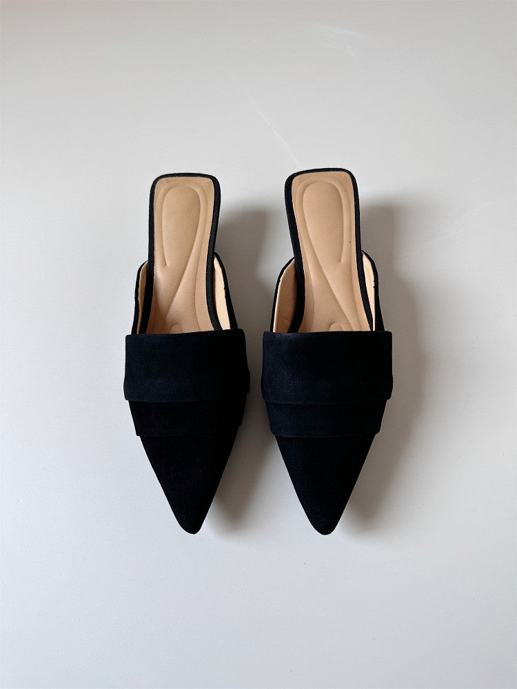 Simple leopard print pointed toe mid-heel summer shoes