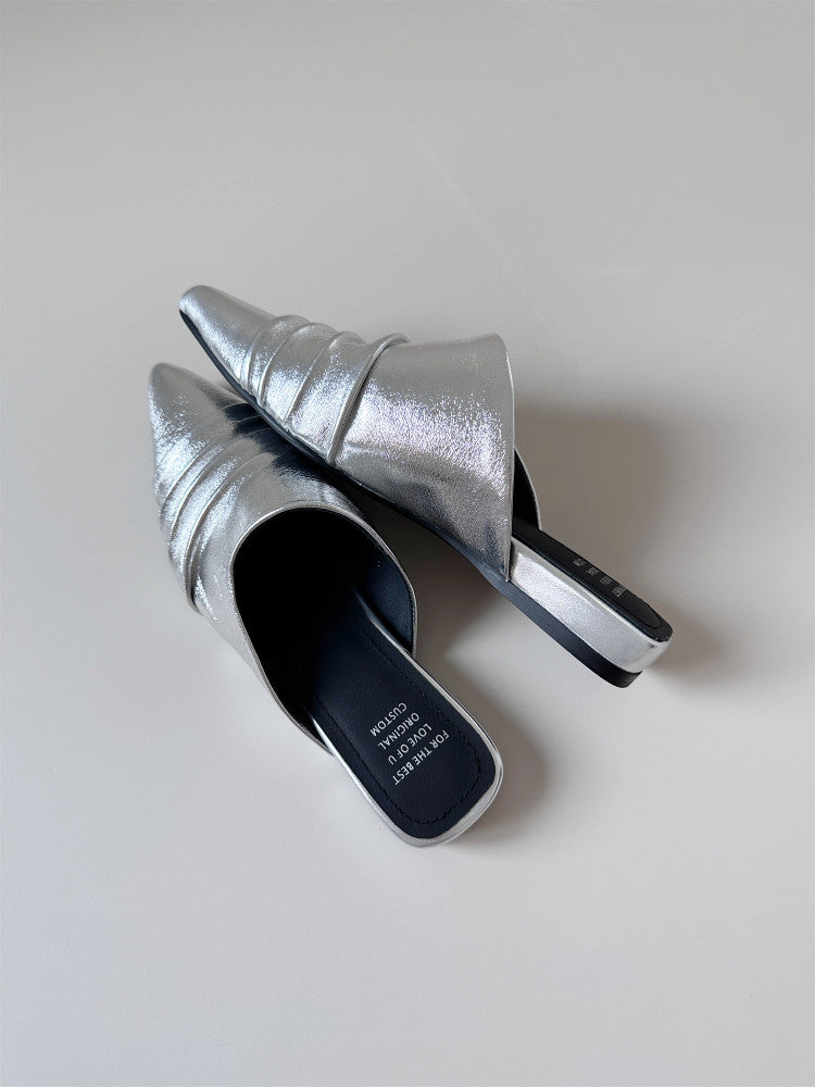 Flat toe wrap half-slipped sandals