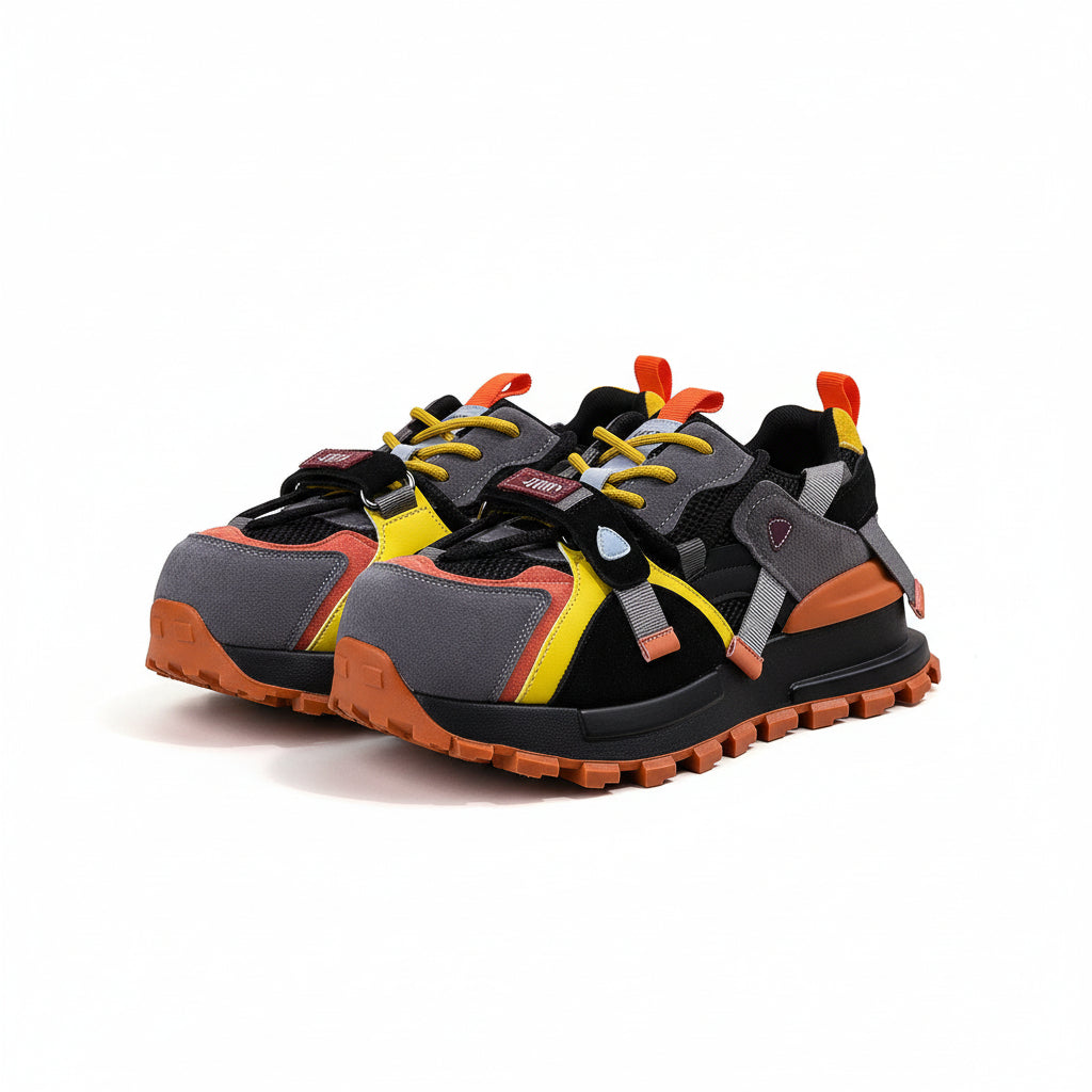Color-blocking lace-up shoes