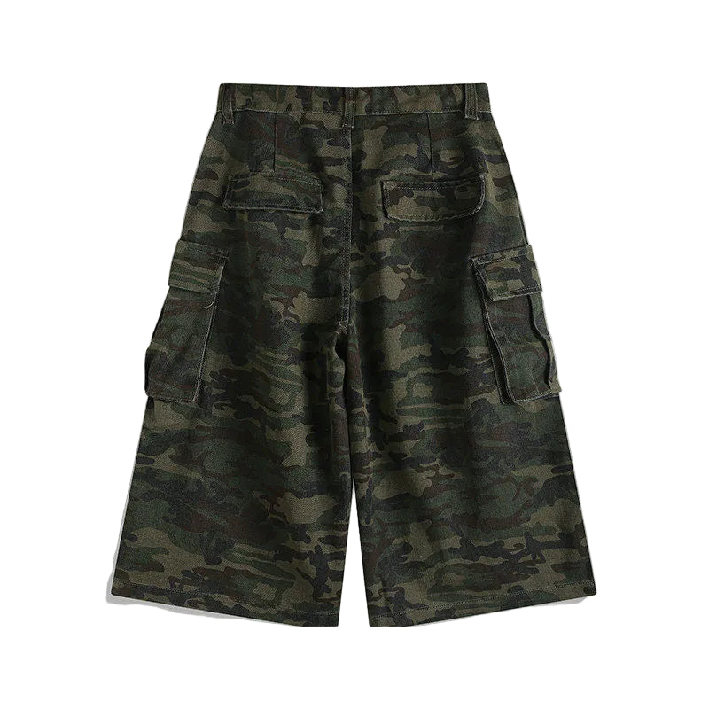 Camouflage cargo pants unisex summer loose straight wide-leg trousers
