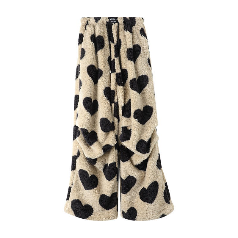 Wool wide-leg pants women loose fit