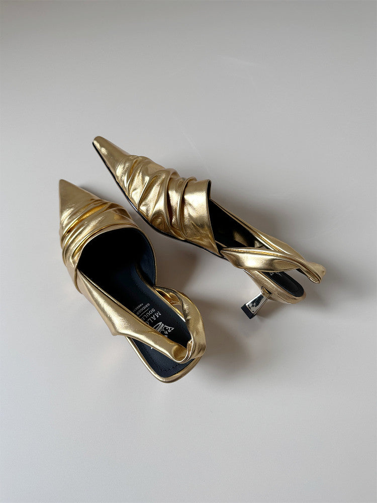 Mid-heel stiletto heel toe sandals women's summer pointed toe shoes