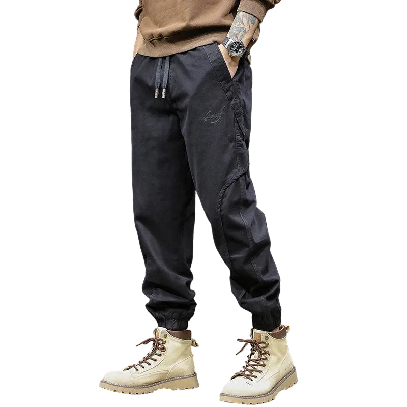 Black cargo pants men's casual trousers