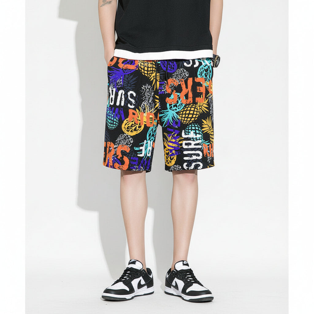 Silk beach pants summer men loose casual short pants