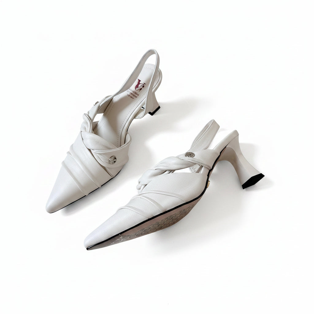 Easy white heel toe sandals women's pointed toe shoes