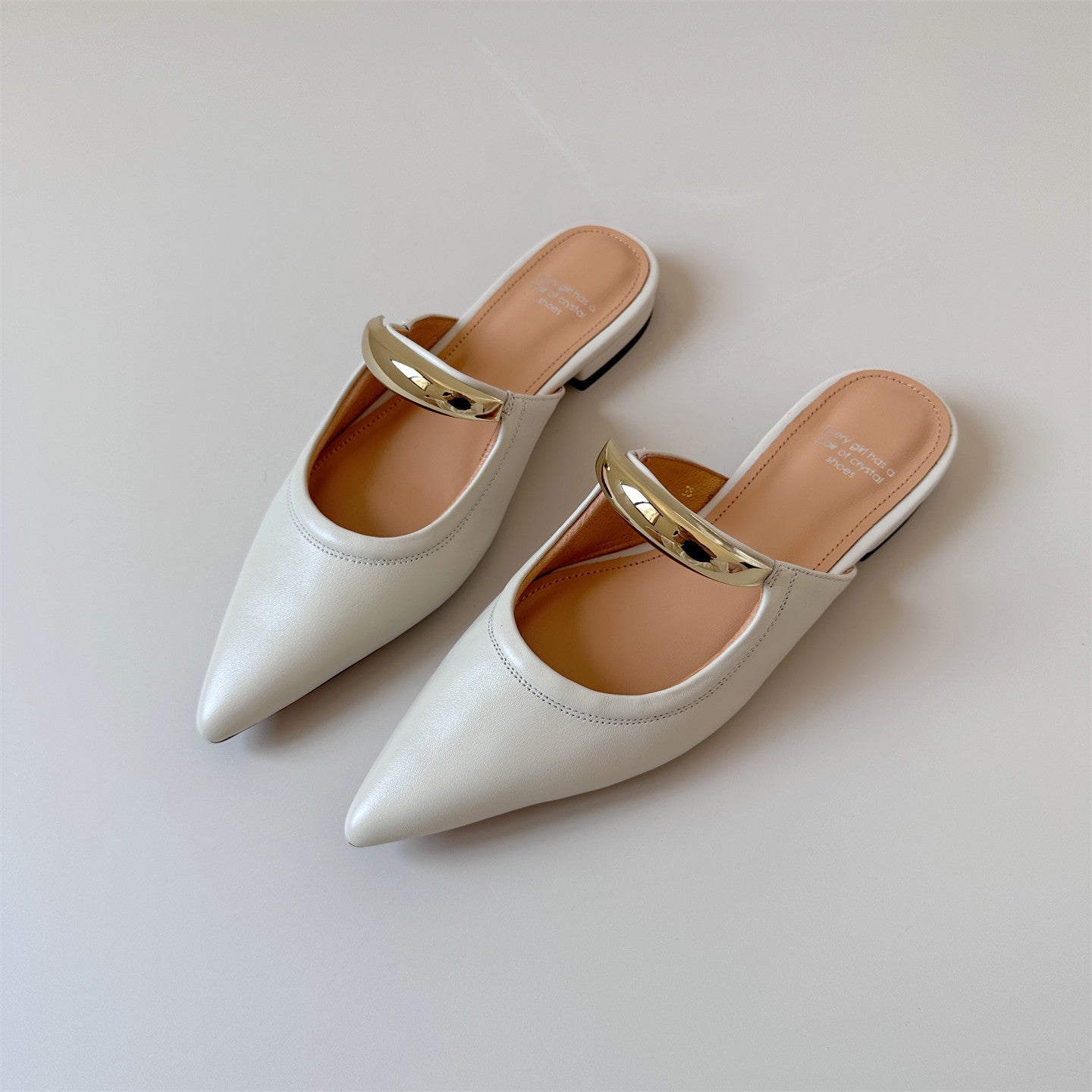 White Half slide sandals women shoes