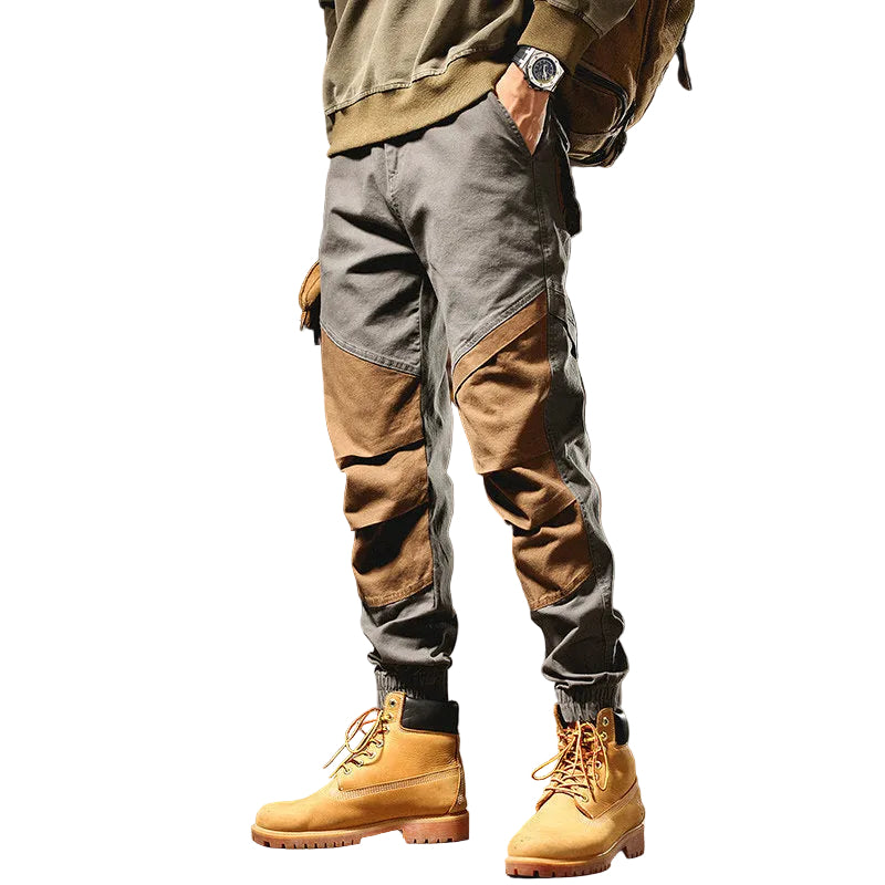 Color-blocking cargo men pants