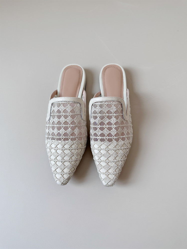 White mules heels
