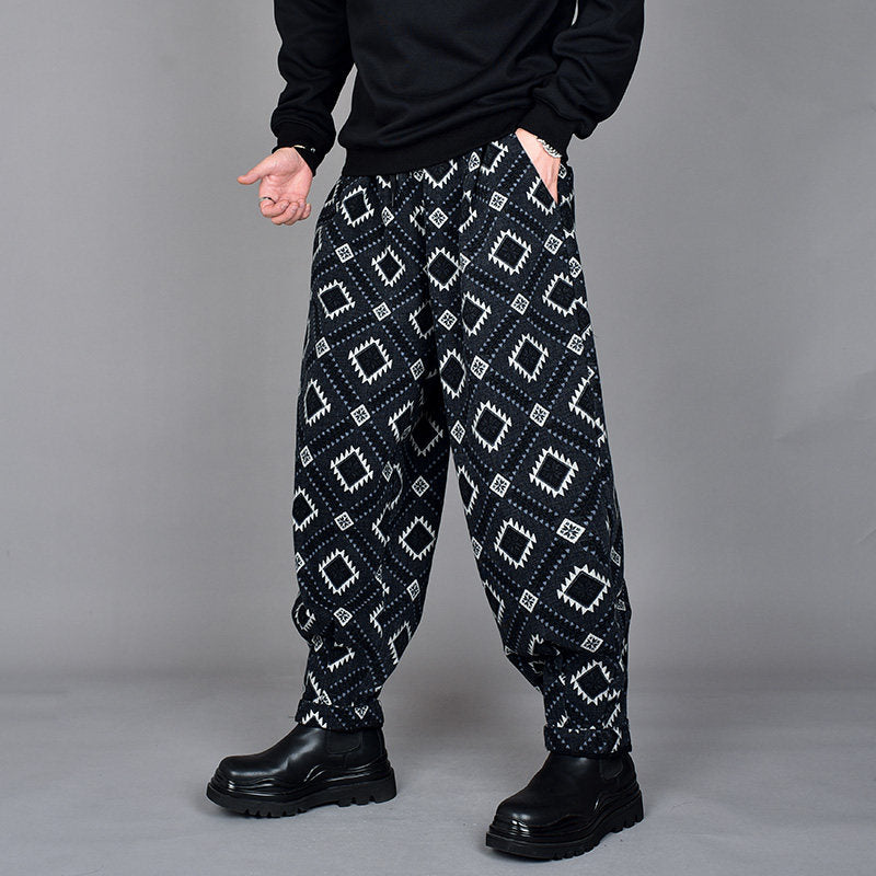Black print men trousers