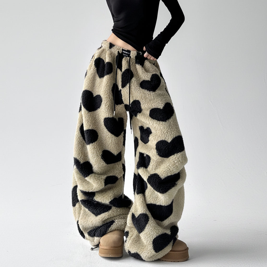 Leopard print wide-leg pants women's high-waisted loose casual pants