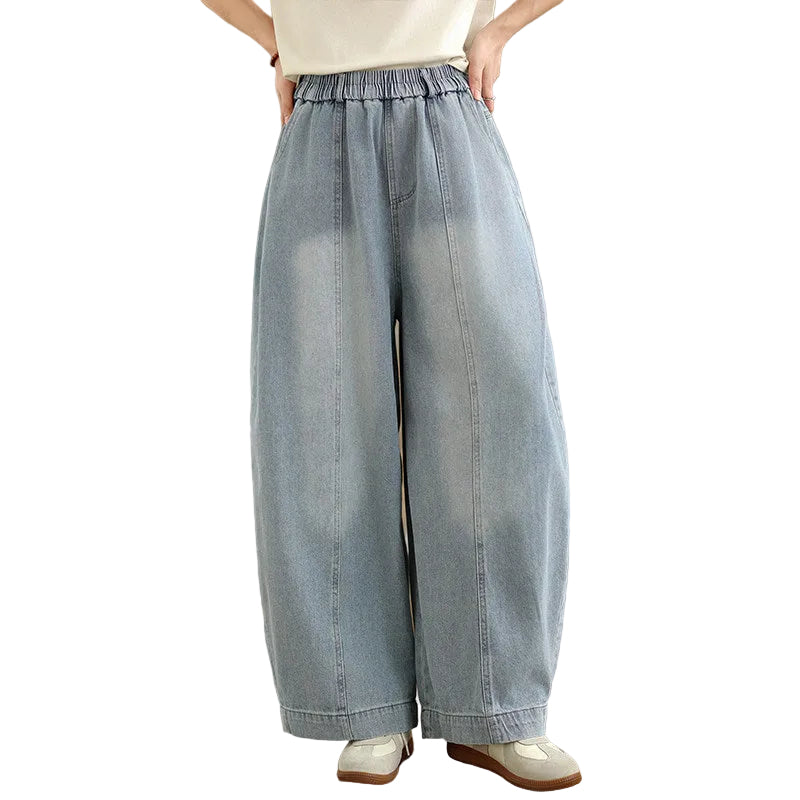 Women denim over size loose fit pants