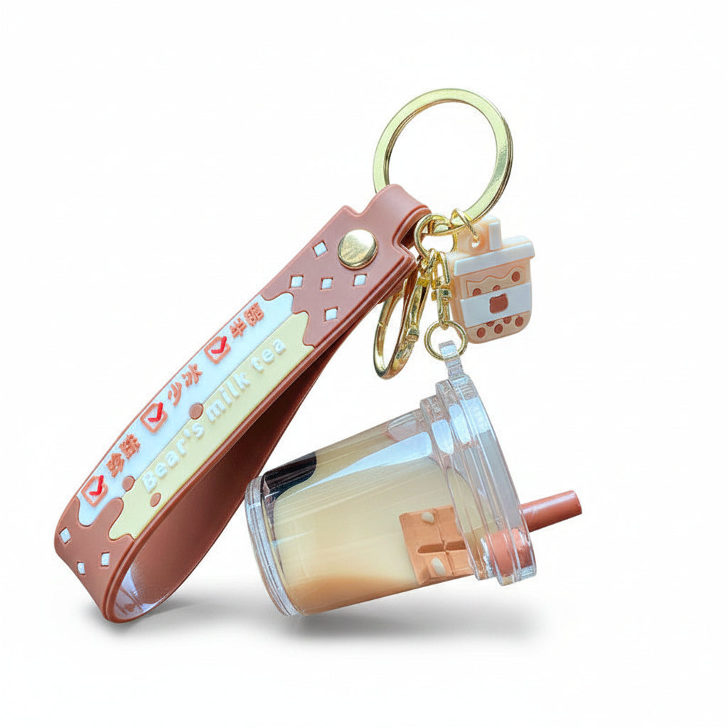 Miniature milk tea cup chocolate floating keychain