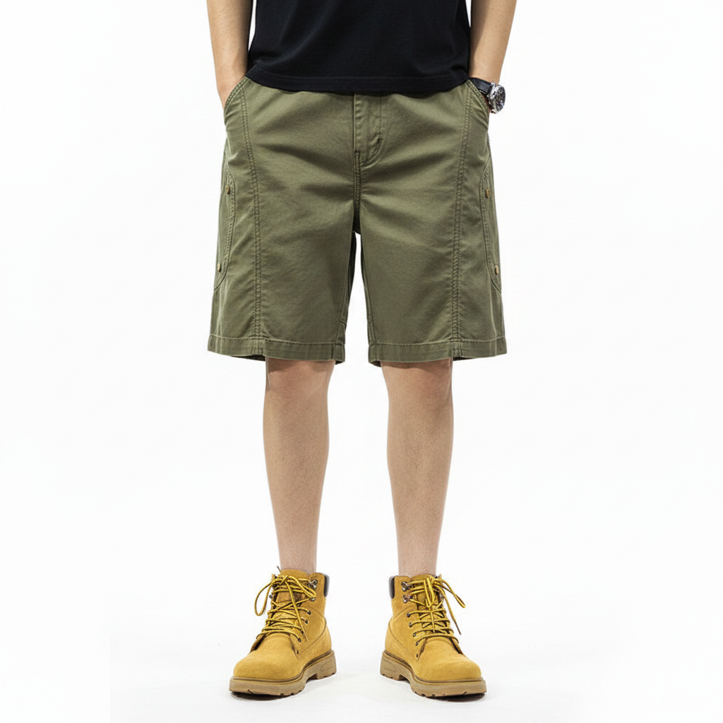 Men cargo army green short summer pants