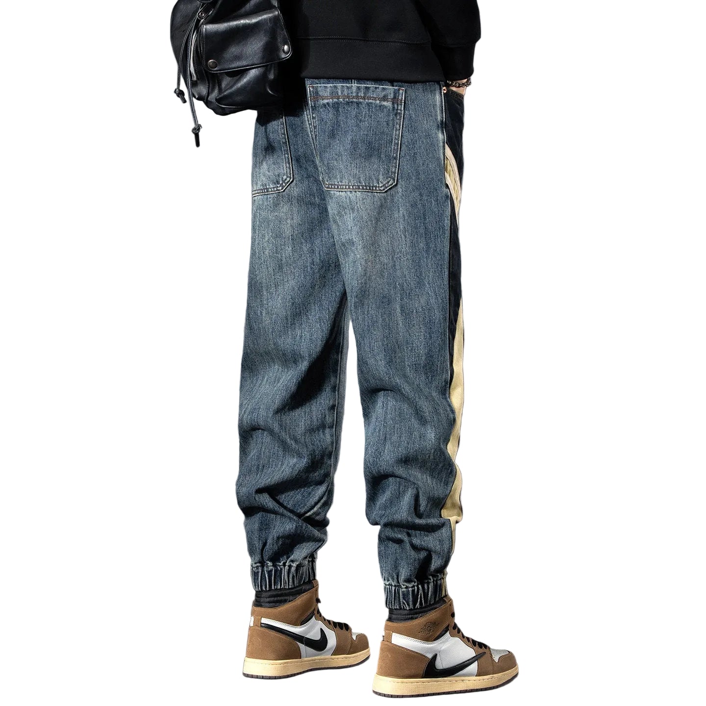 Jeans elasticated waist men denim pants
