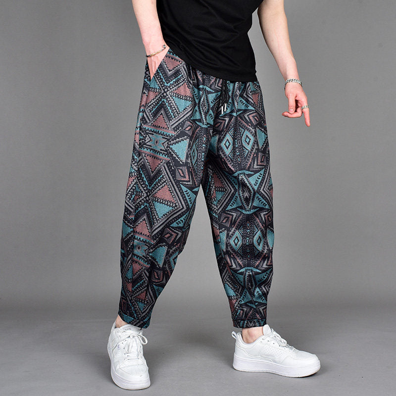 Black print men trousers