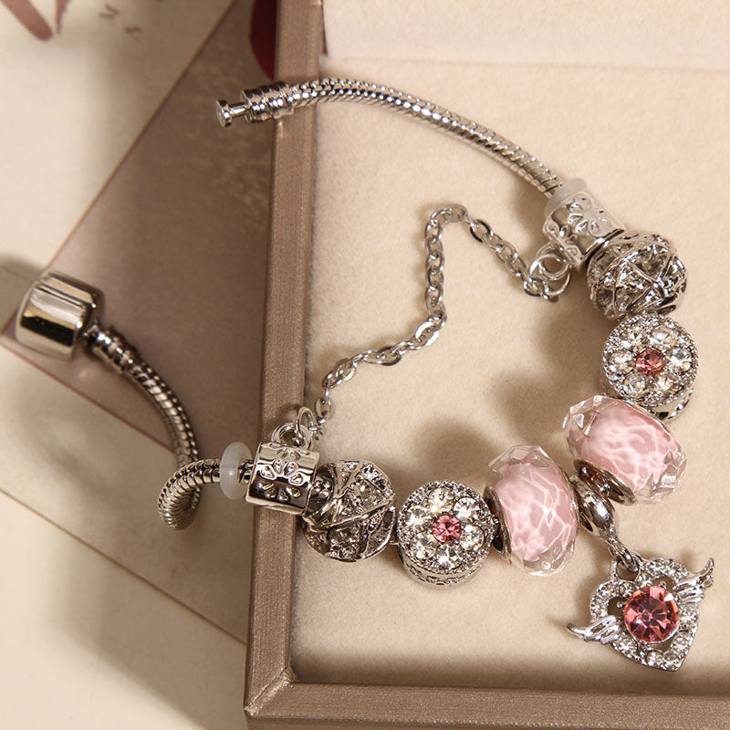 Pink glass bead bracelet