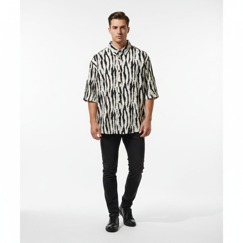 Men Cropped Sleeve Shirt