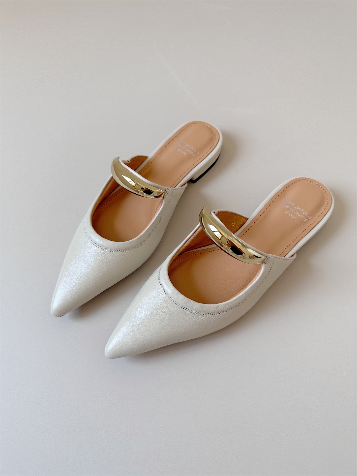 White Half slide sandals women shoes