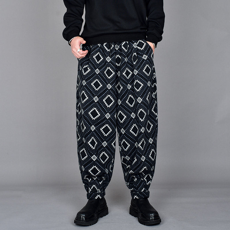 Black print men trousers
