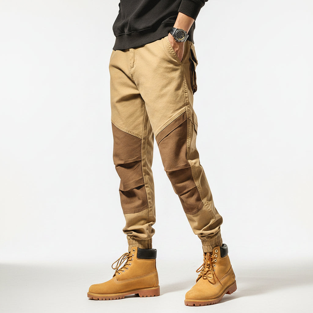 Color-blocking cargo men pants