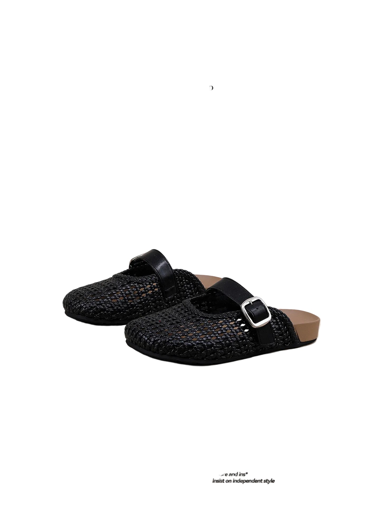 Sandals women's summer woven black flat half-slippers