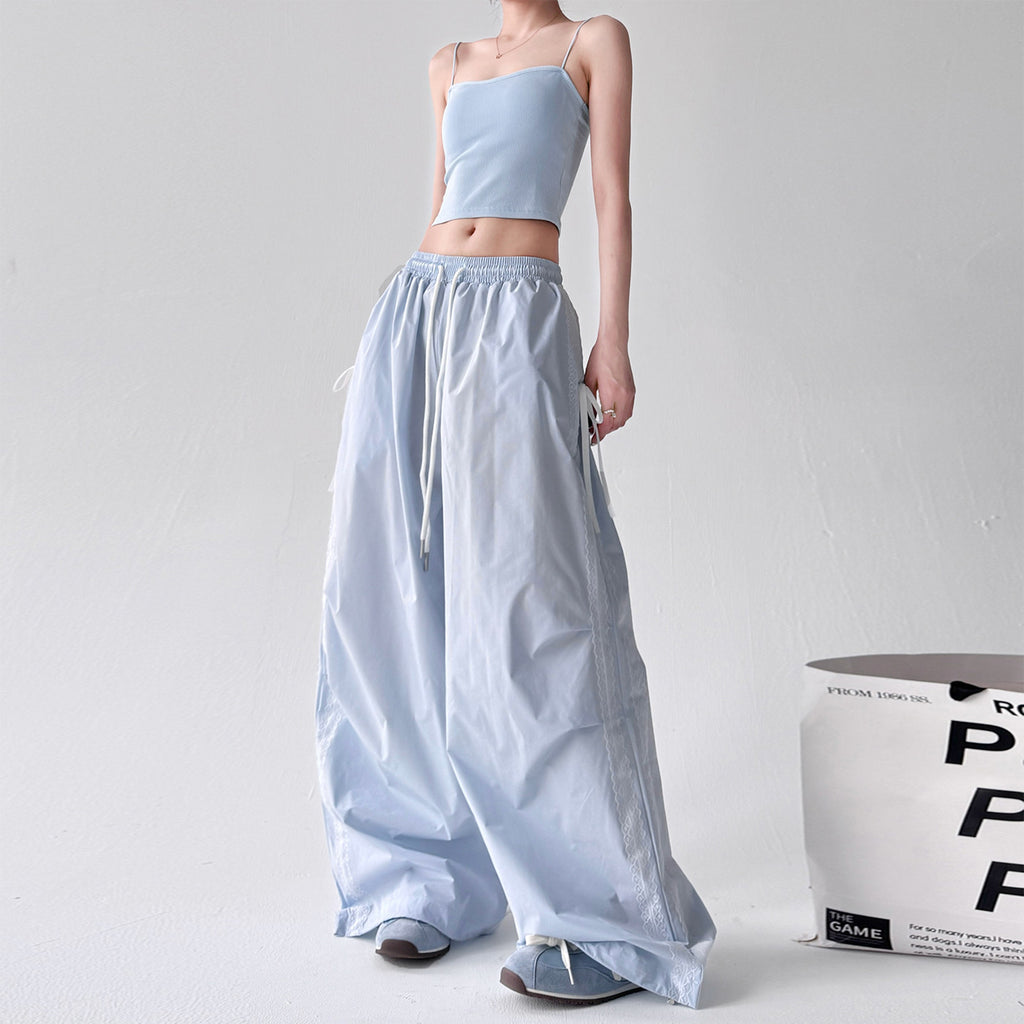 Blue pants women's high-waisted casual sports trousers