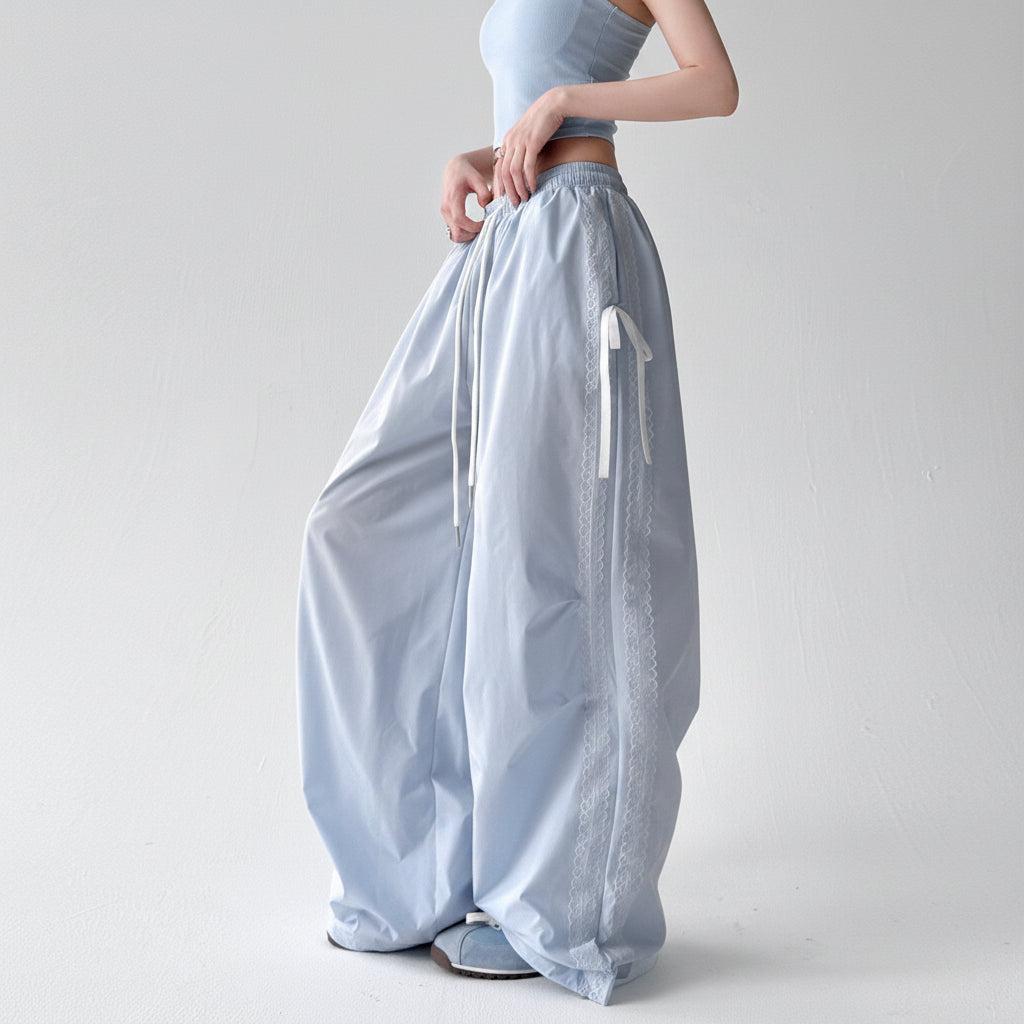 Blue pants women's high-waisted casual sports trousers