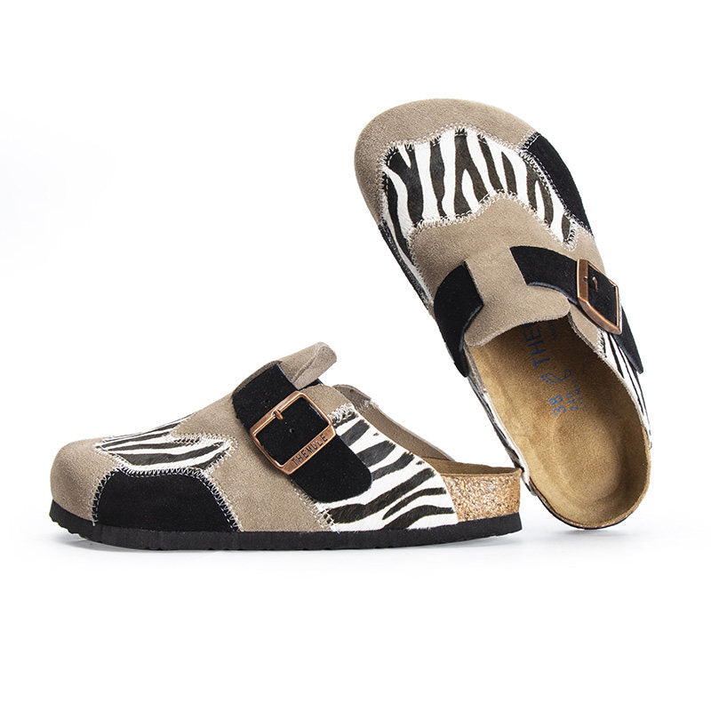 LEATHER TOE PLATFORM SLIPPERS